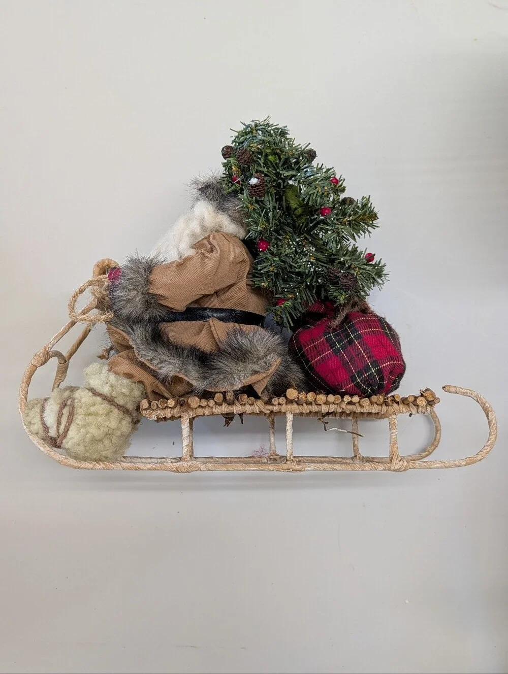 whimsical SANTA CLAUS on SLED